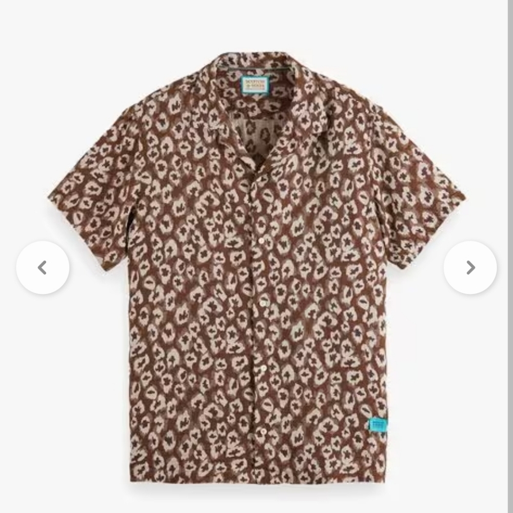Scotch & Soda Short-sleeved Camp Shirt Leopard Brown XXL Button Down